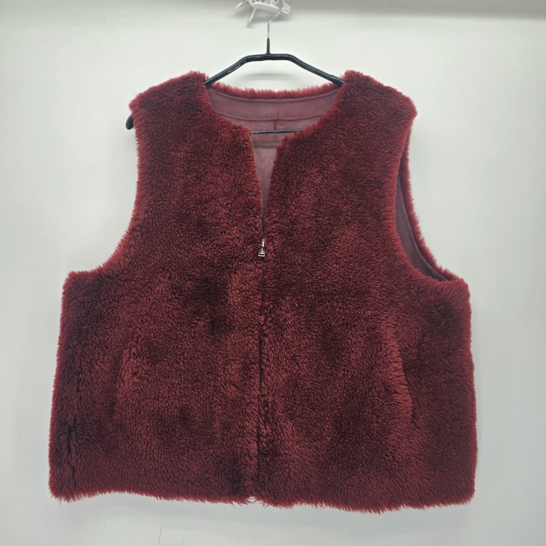 LIOBELL 양모 퍼 베스트 와인 컬러 상품이미지1