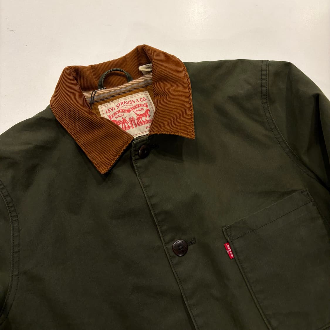 [S] 리바이스 코듀로이 카라 왁스 워크 자켓 그린 D793 상품이미지3