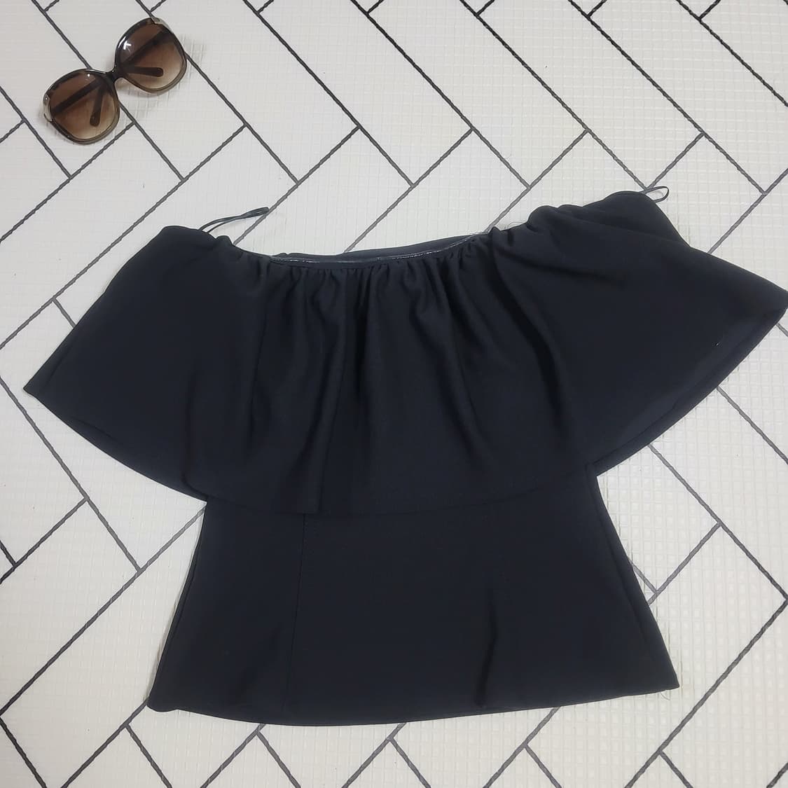  zara 오프숄더 러플 블라우스 탑 나시 슬리브 크롭탑  M 상품이미지3