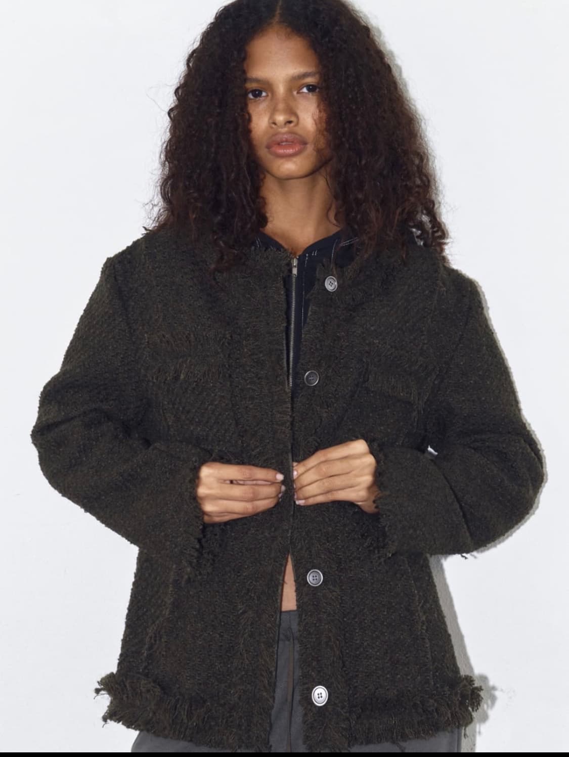 폴리수엠 트위드자켓 카키 상품이미지2