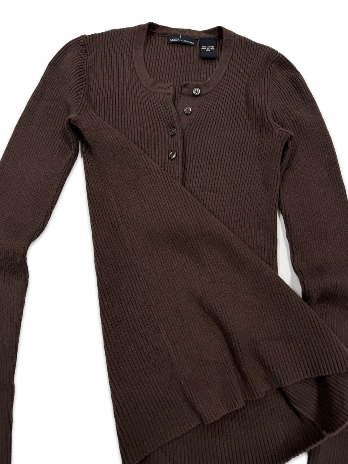 빈티지 브라운 하프 단추 레이어드 니트 상품이미지4