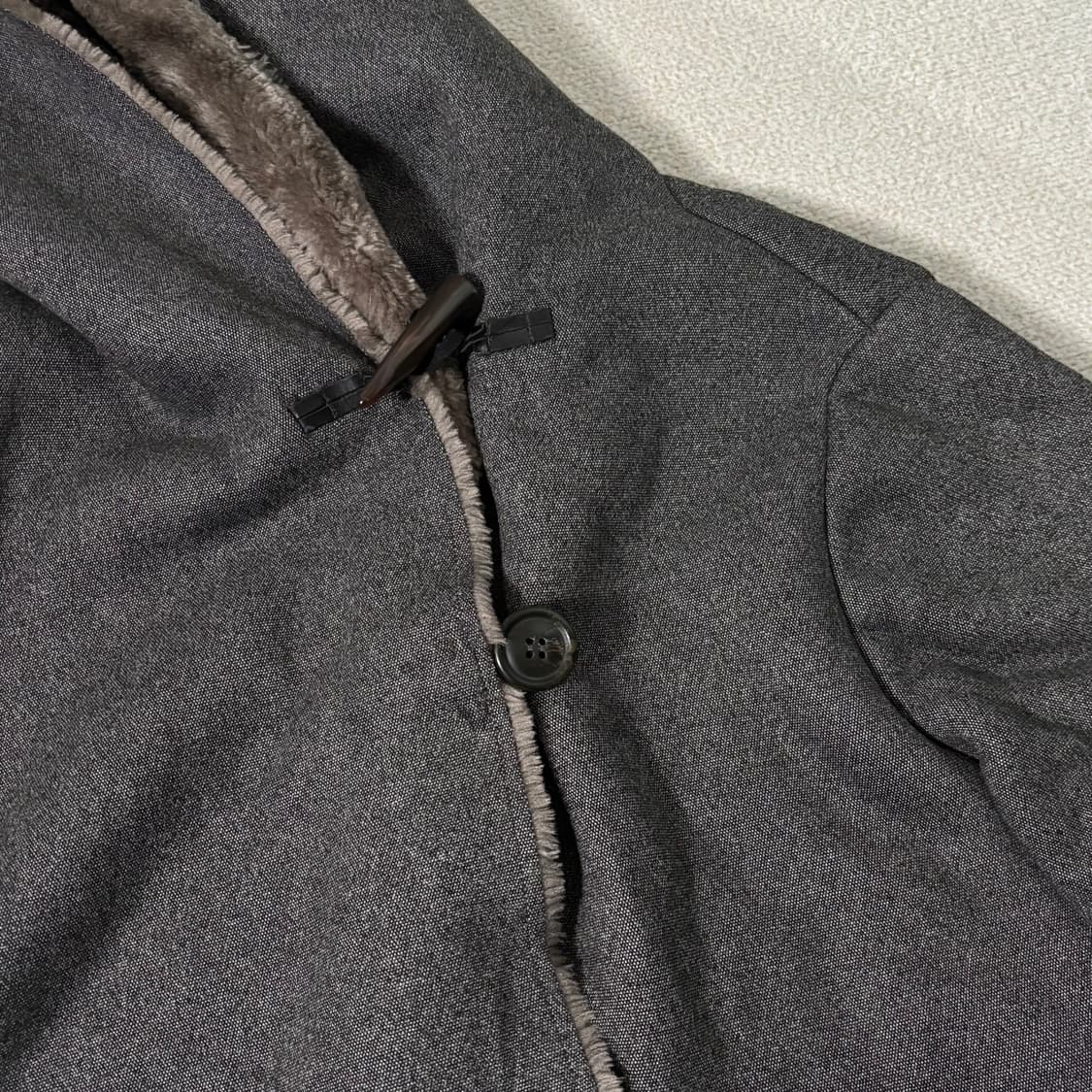 일본빈티지 모리걸 차콜 후드 퍼 코트 상품이미지3