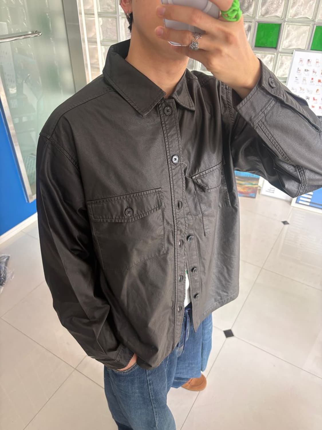 LEATHER CPO SHIRT 인조 가죽 CPO 셔츠 상품이미지2