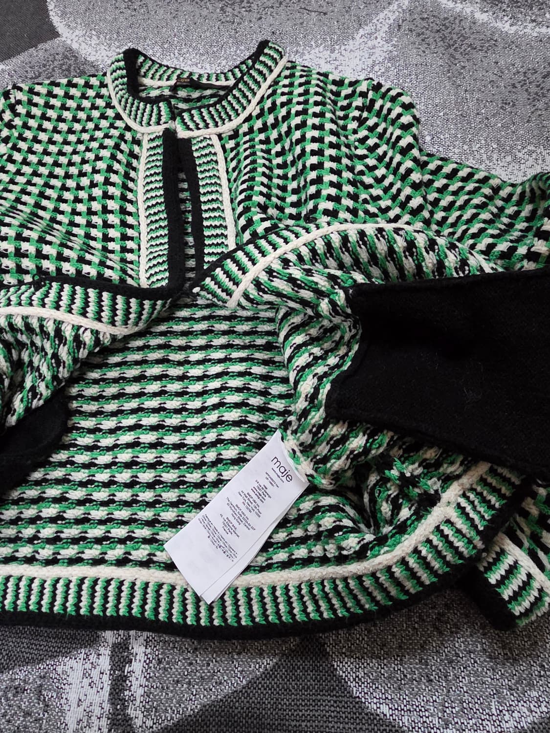 MAJE 마쥬 그린블랙 체크 니트 가디건 자켓 상품이미지4