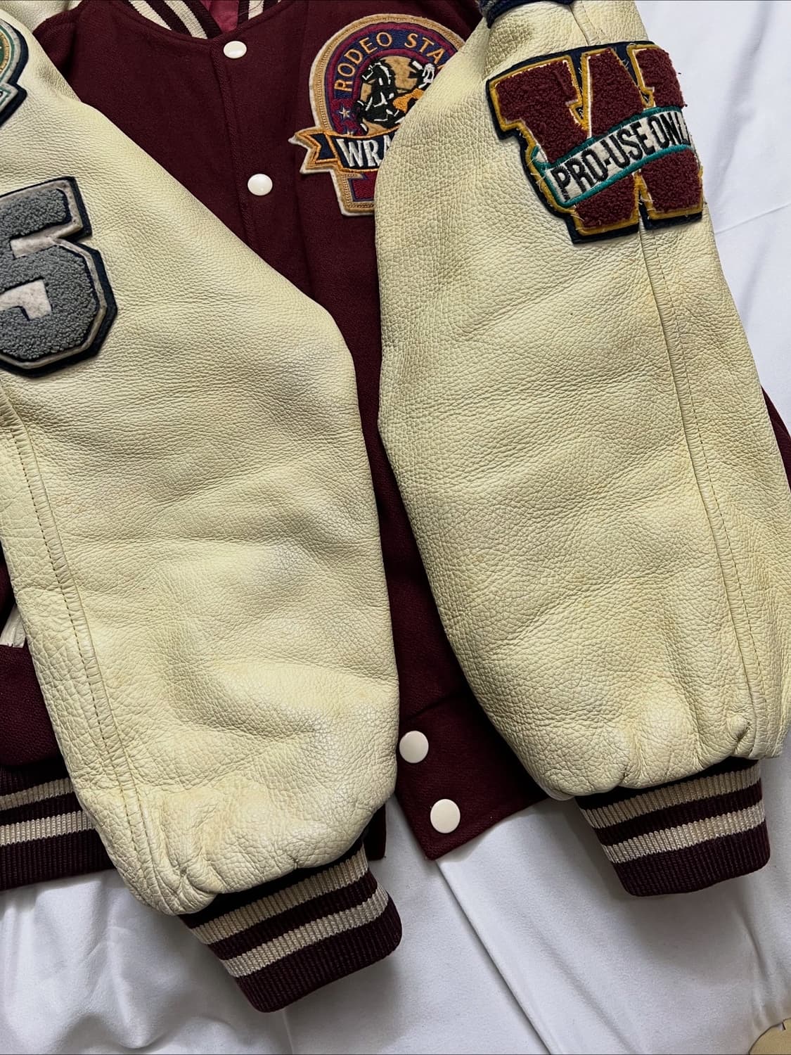 90s 랭글러 가죽 바시티 자켓 상품이미지8