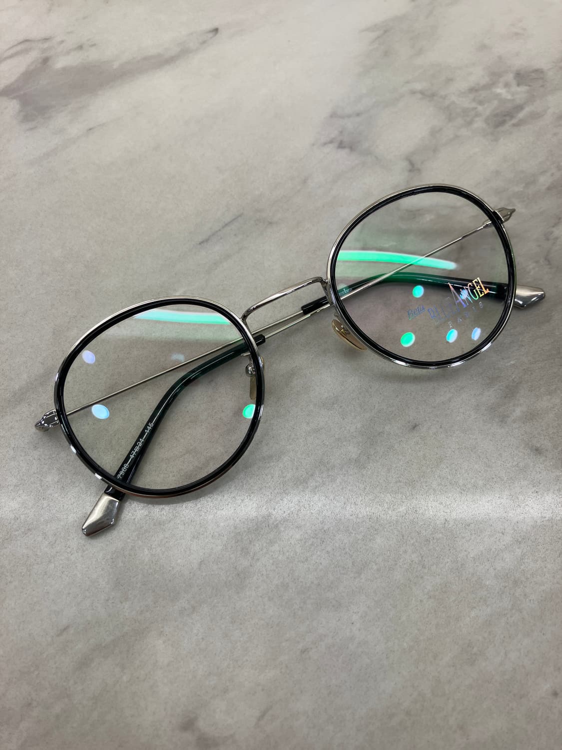 블루엔젤 Blueangel 실버 블랙 솔텍스 라운드 메탈테 안경 상품이미지1