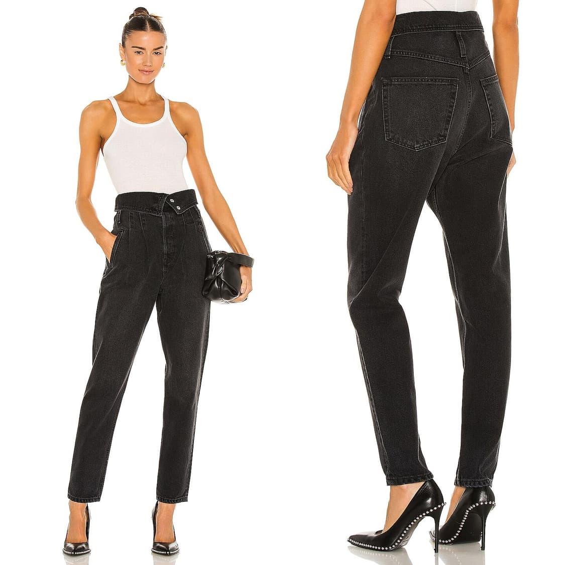 리던 폴드 오버 블랙 데님 진 (24) 상품이미지2