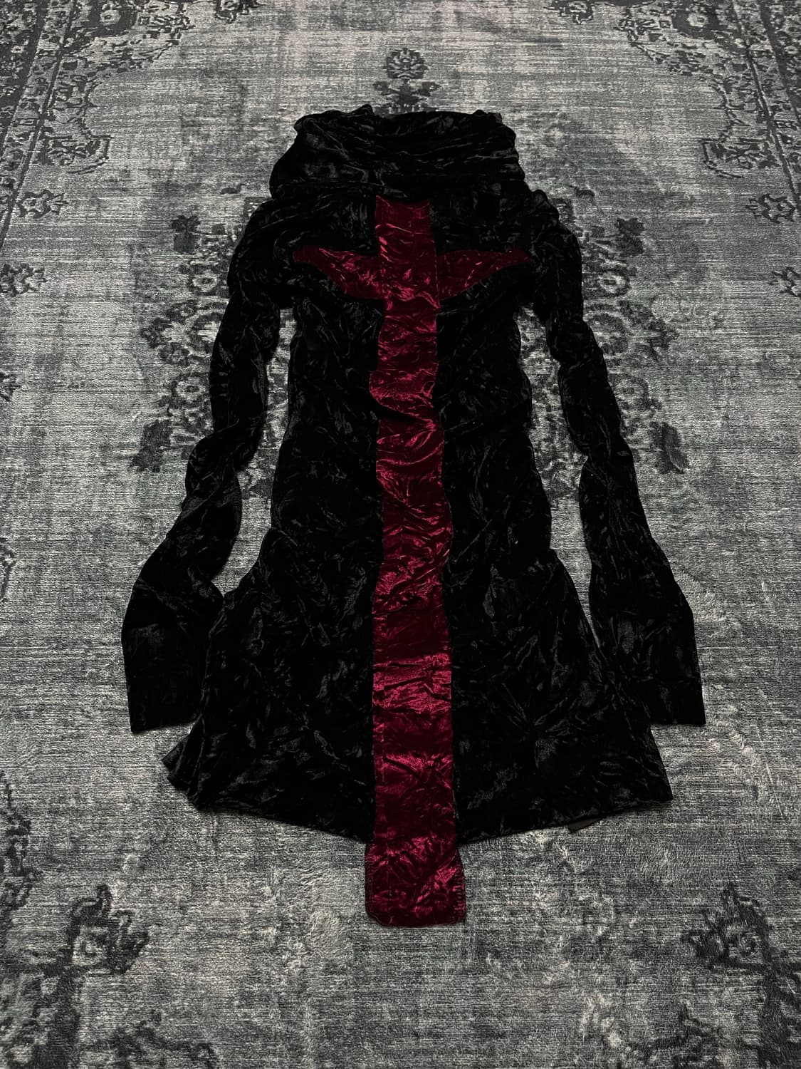 Midas 00s priest back cross velour cardi 상품이미지3