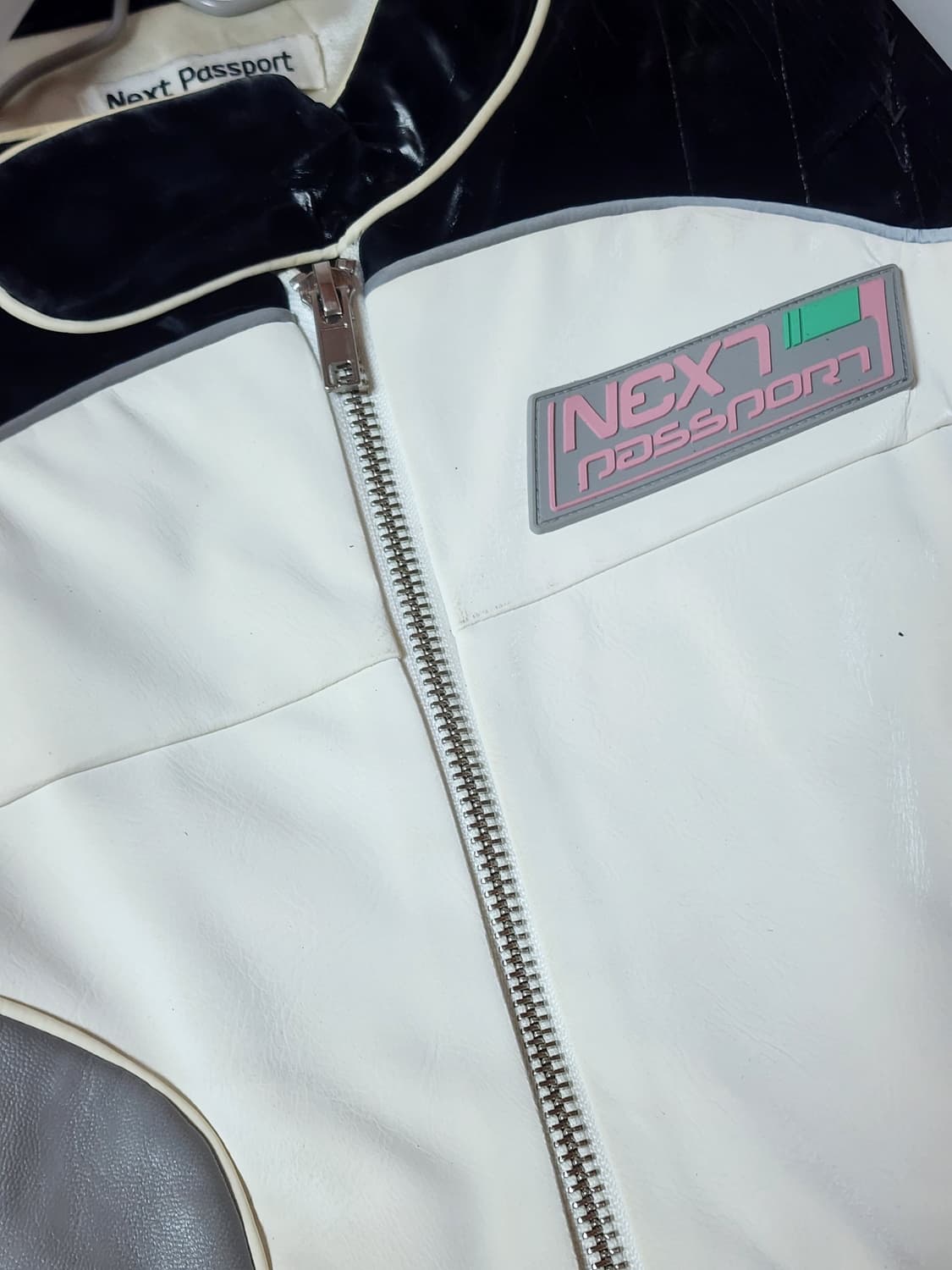 Next Passport 사이버 y2k 포 레더 바이커 자켓 상품이미지3