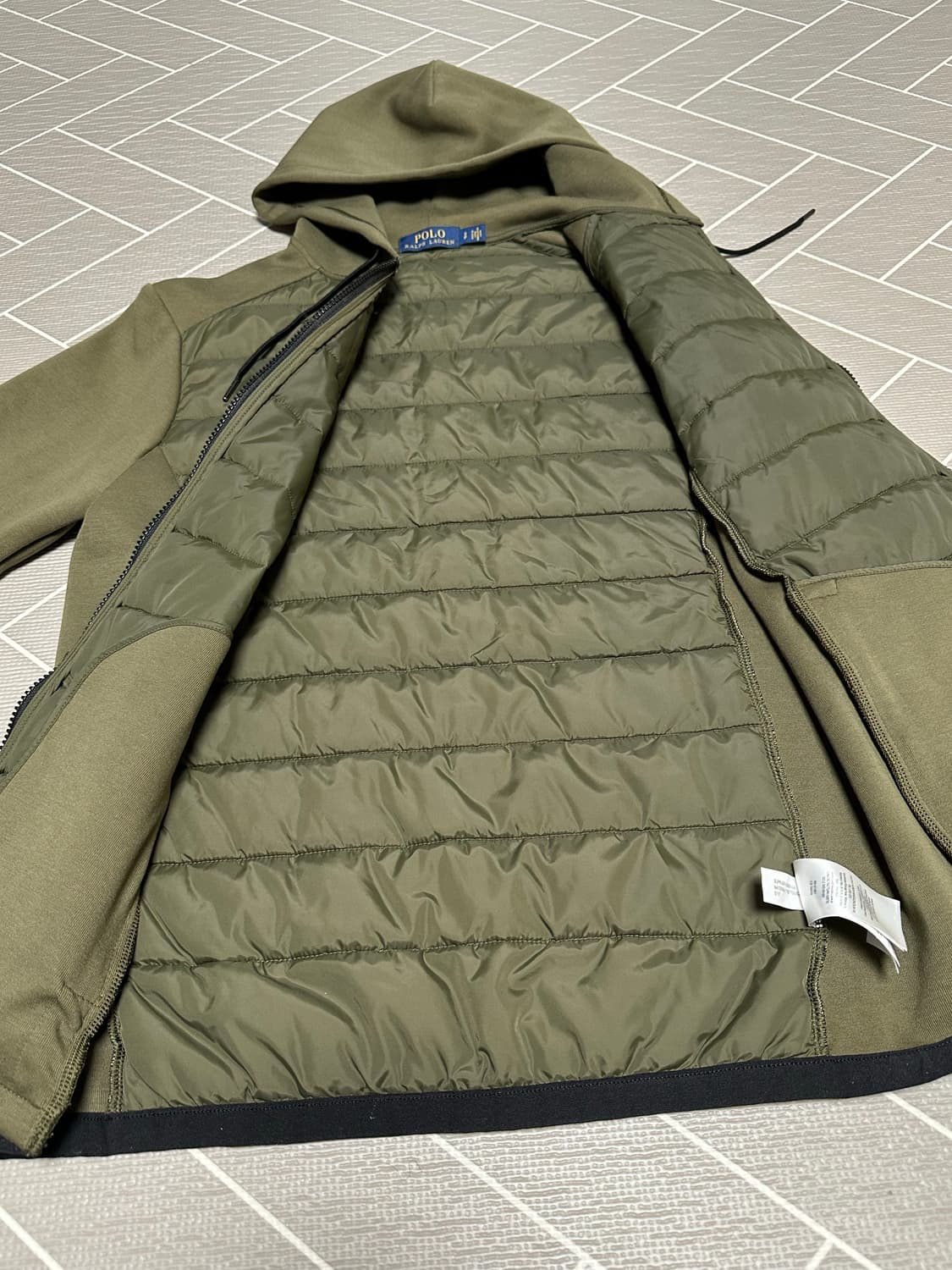 폴로 경량패딩 후드집업 카키 상품이미지3