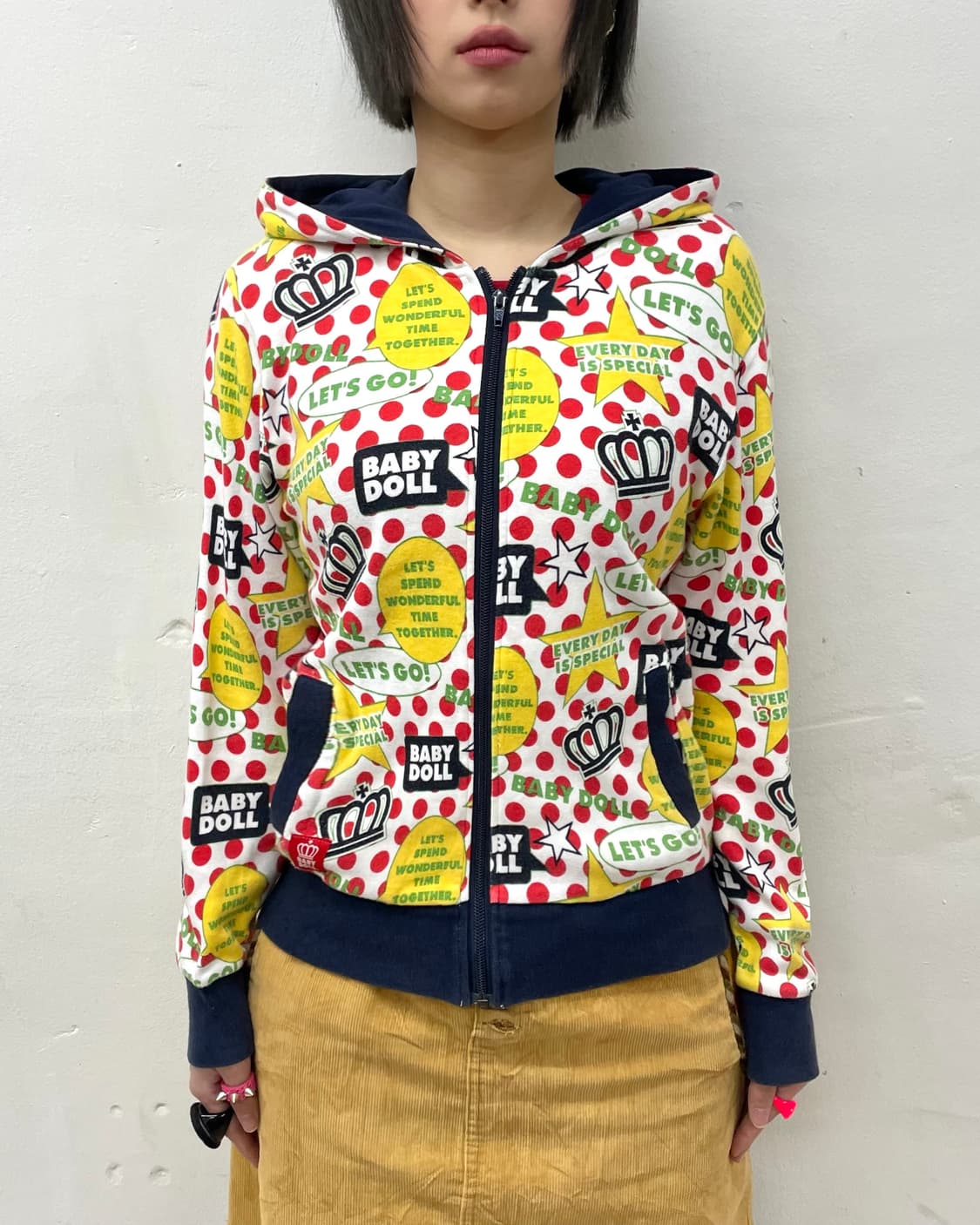 Baby Doll Red Dot Star Retro Hooded Zip 상품이미지2