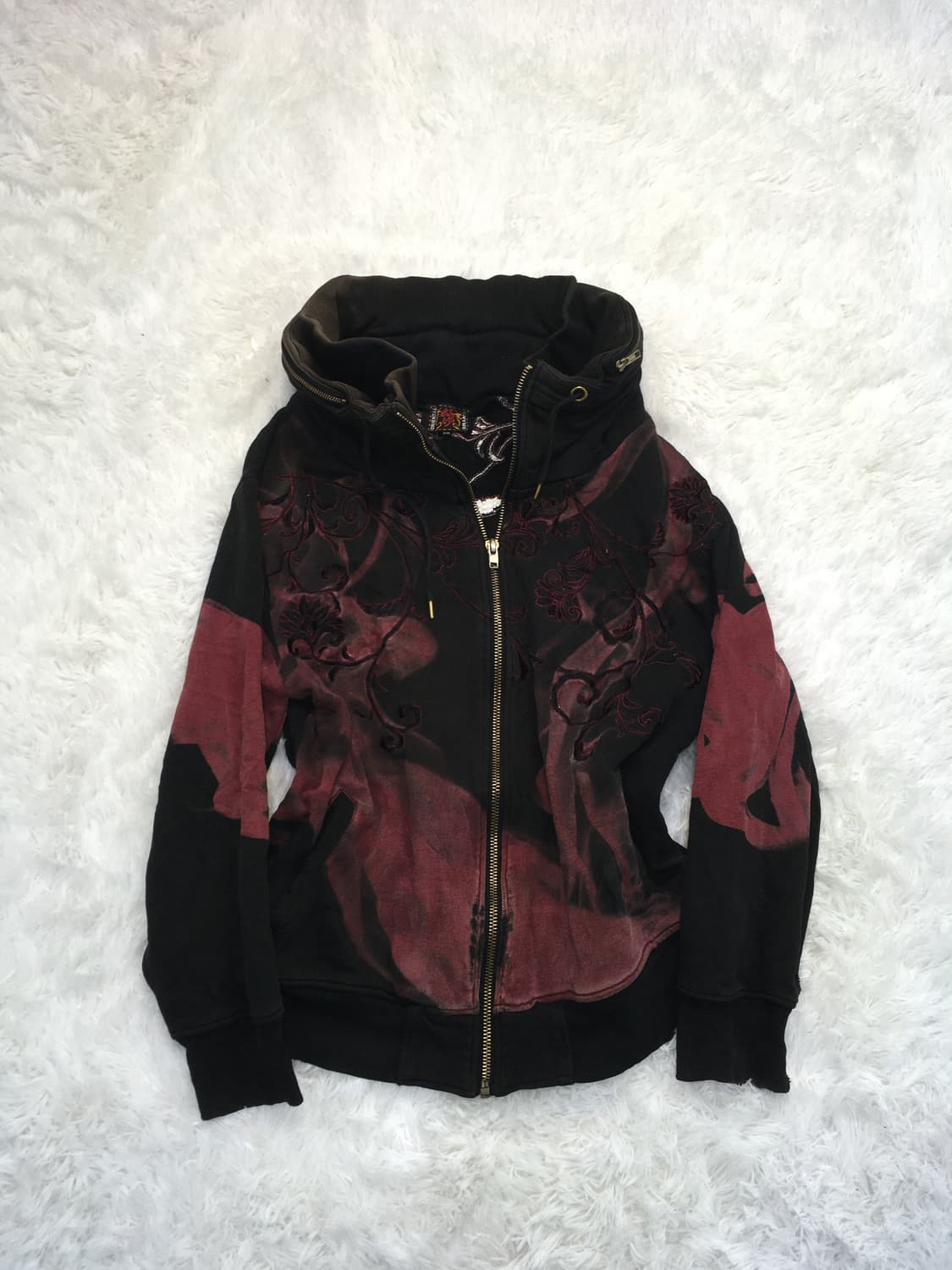 일본빈티지 오리엔탈 자수 블랙 후드집업 상품이미지1