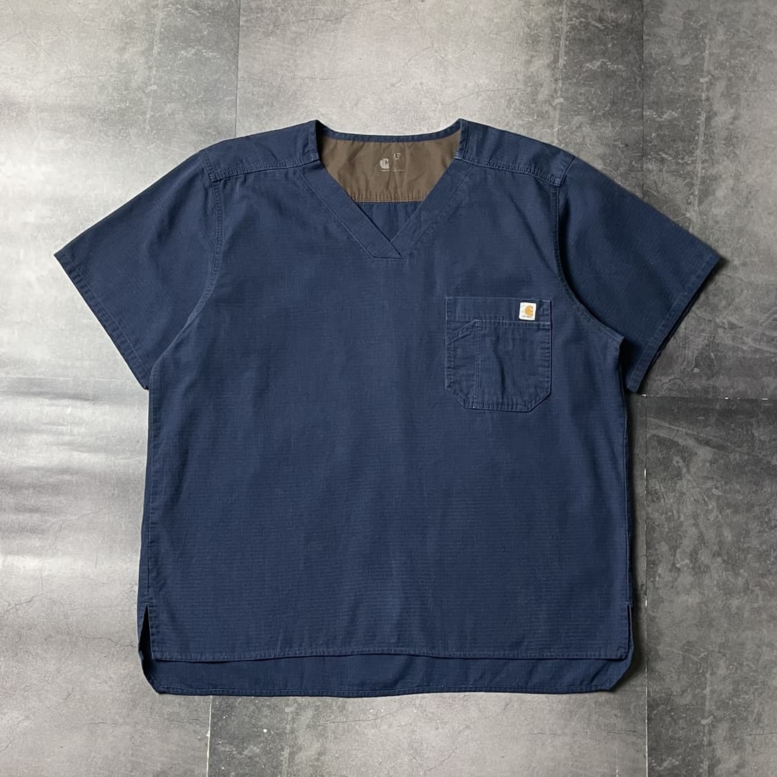 CARHARTT 칼하트 네이비 리프스탑 브이넥 워크반팔티셔츠 A01059 상품이미지1