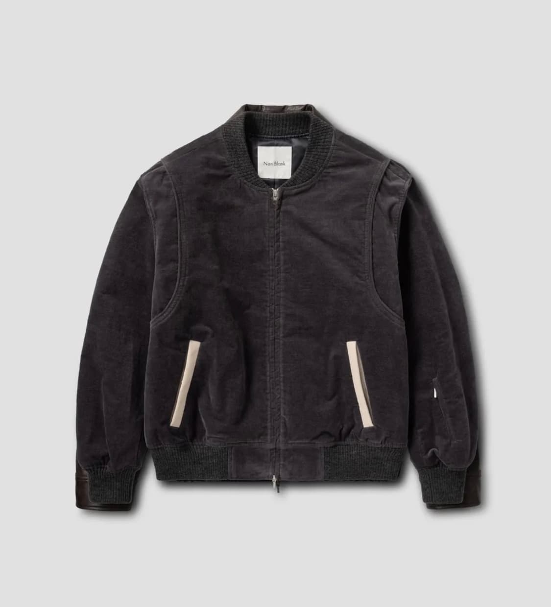 넌블랭크 벨벳 집업 블루종 grey m사이즈 상품이미지1