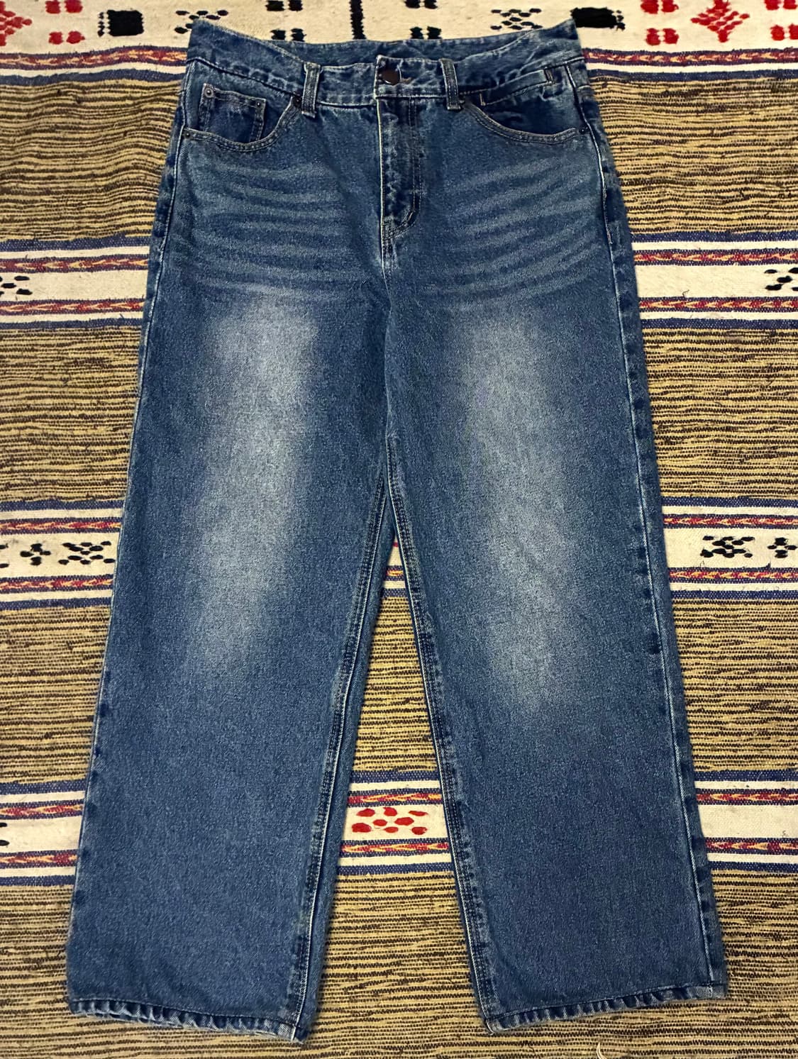 (48/30)noirer 노이어 클래식 와이드 데님팬츠 미드블루 청바지 상품이미지1