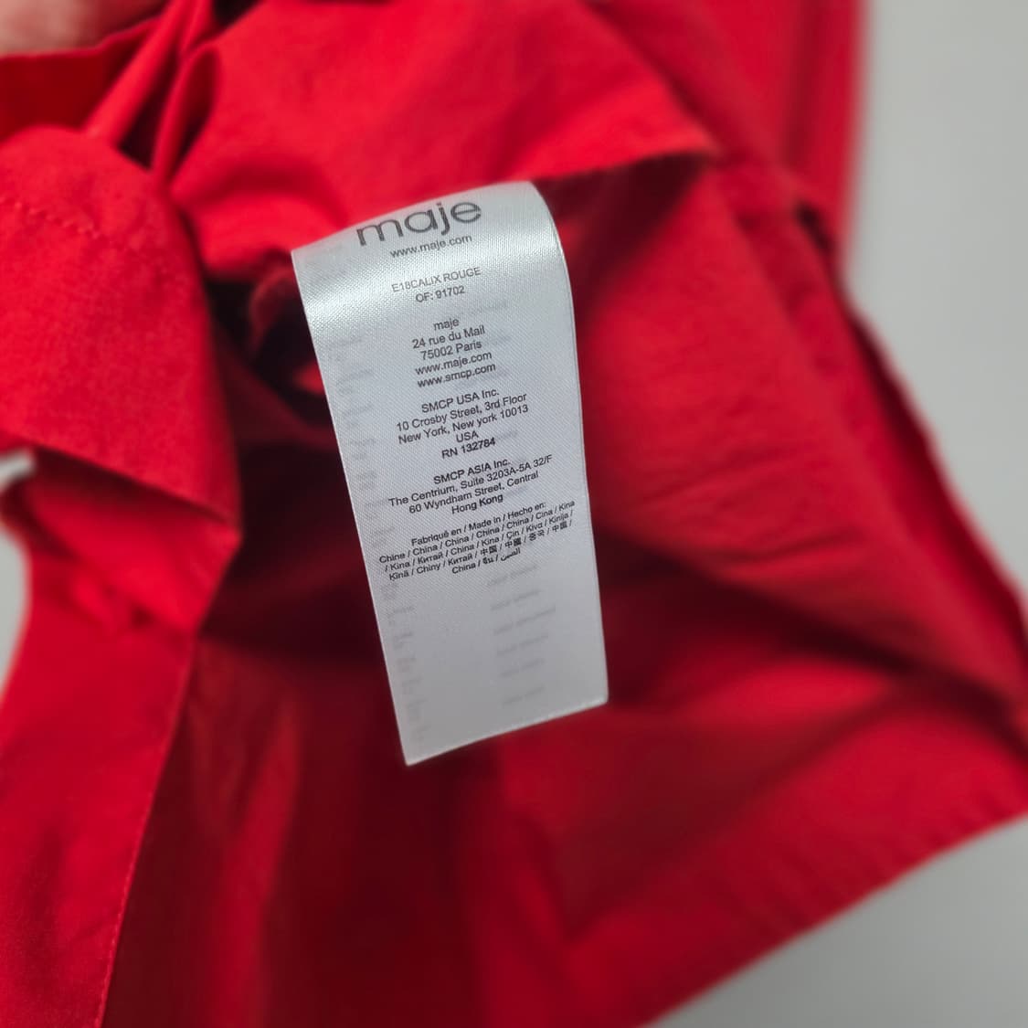 maje 마쥬 레드 긴팔 셔츠 리본 디테일 상품이미지10