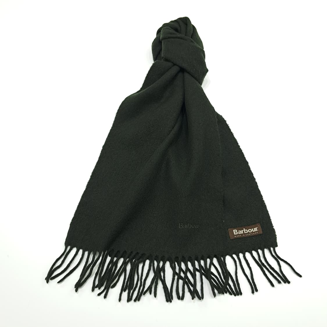 MX246 바버 다크그린 자수 램스울 목도리 머플러 상품이미지3