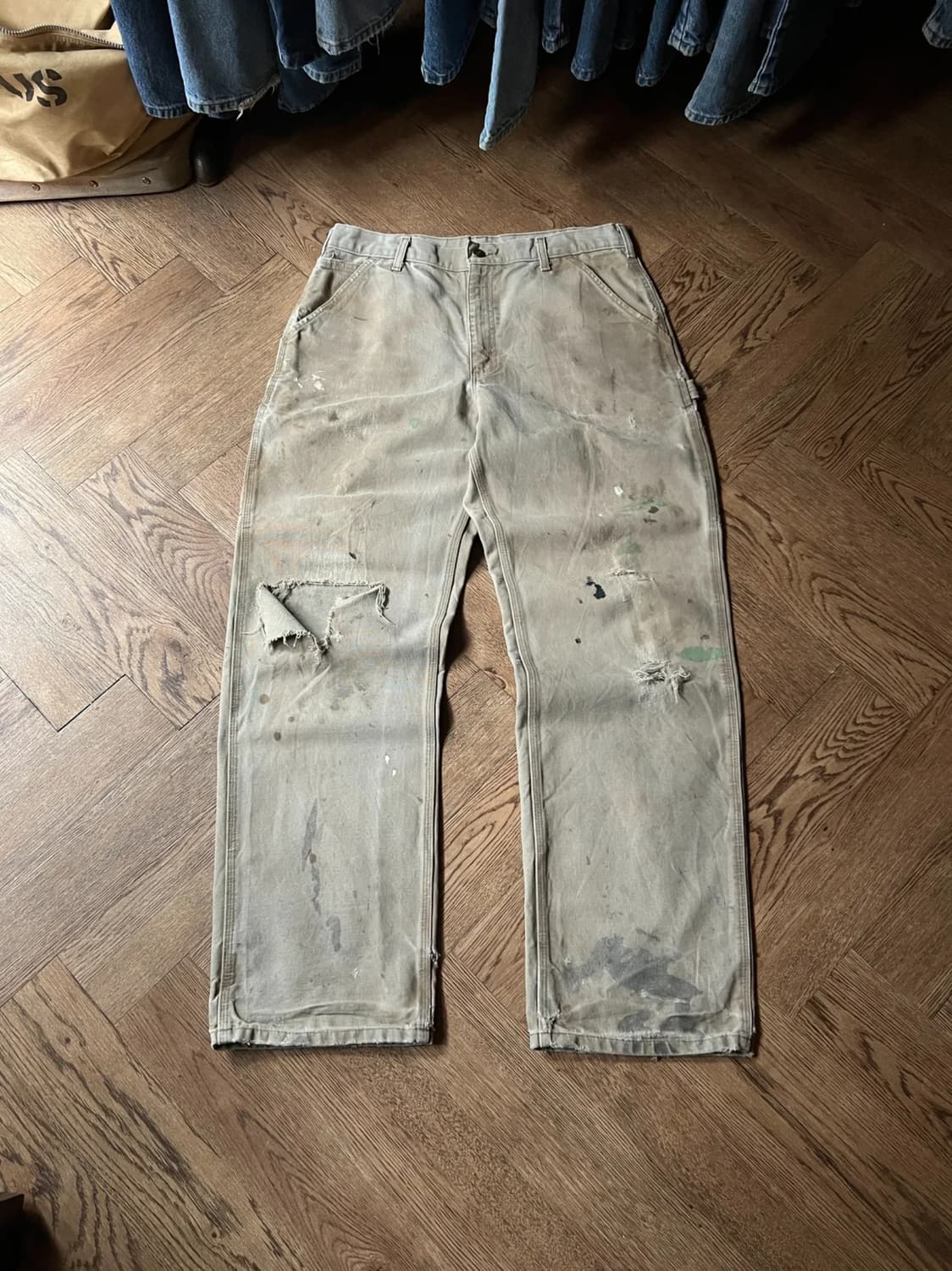 [33]칼하트 USA 더티 디스트로이드 데저트 탄 싱글니 카펜터 워크팬츠 상품이미지1