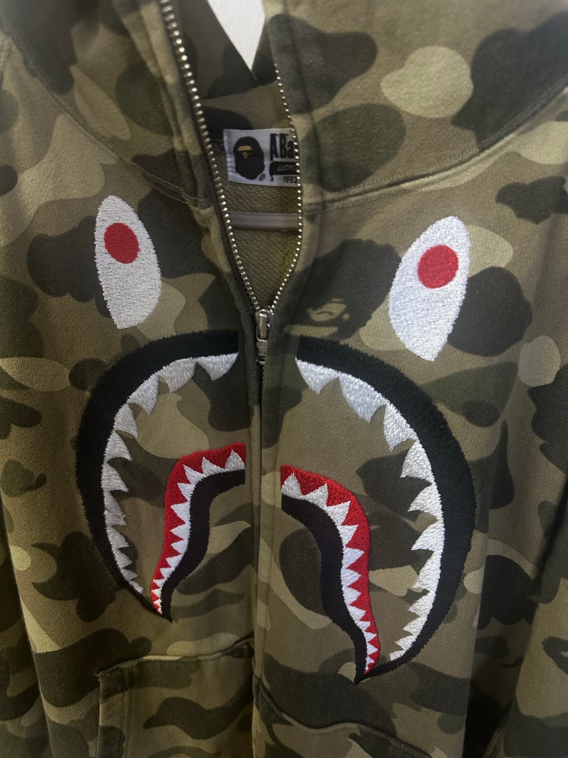 베이프 카키 카모 샤크 후드집업 상품이미지2