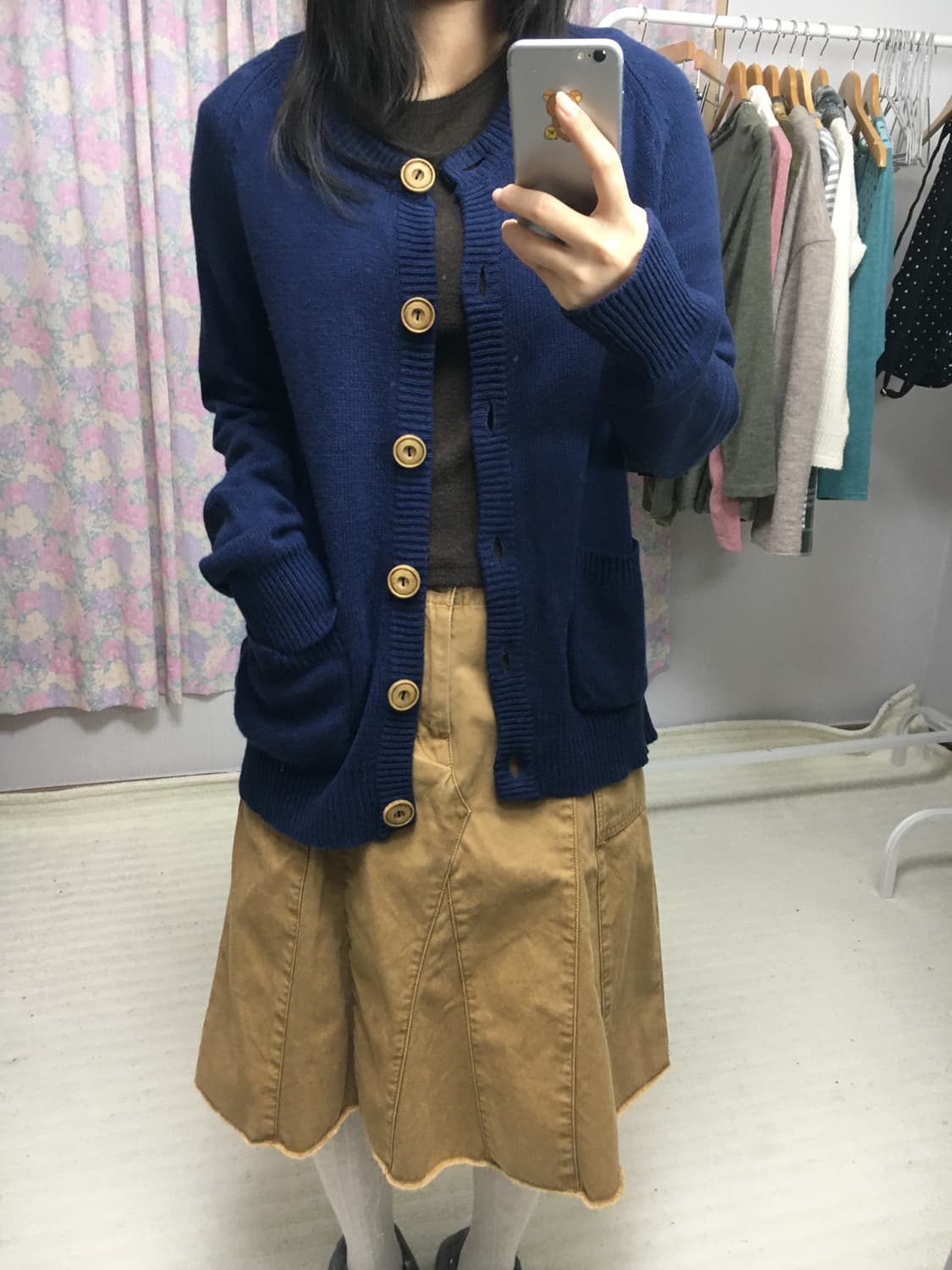 네이비 단추 가디건 상품이미지5