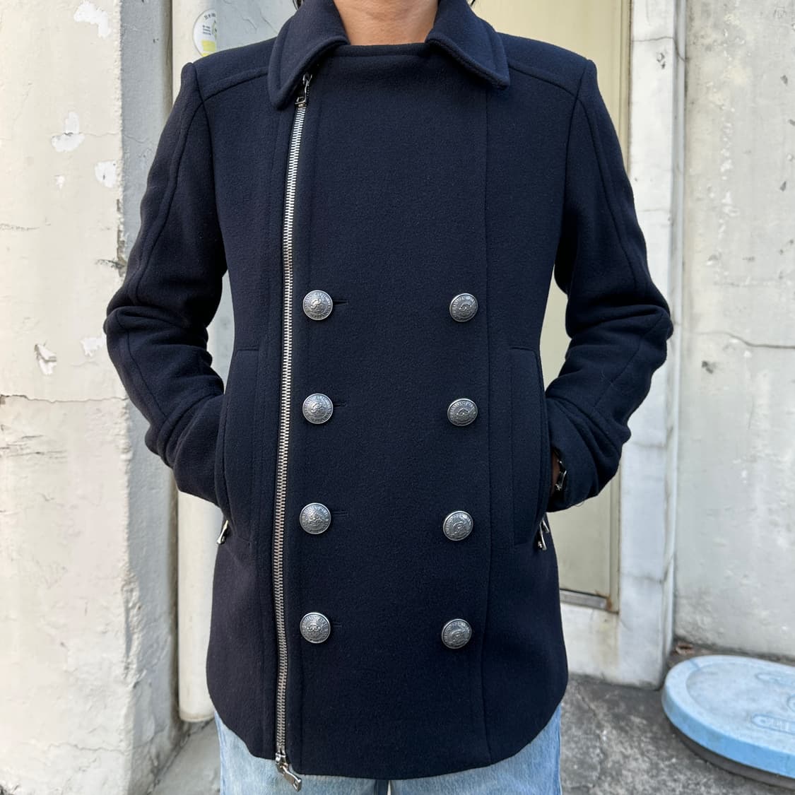 2000s 아카이브 발망 네이비 나폴레옹 피코트 상품이미지9