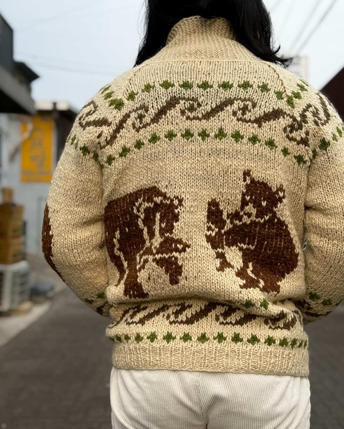 90-00‘s 인디오 코알라 & 알라스카 베어 패턴 코위찬 스웨터 M 상품이미지9