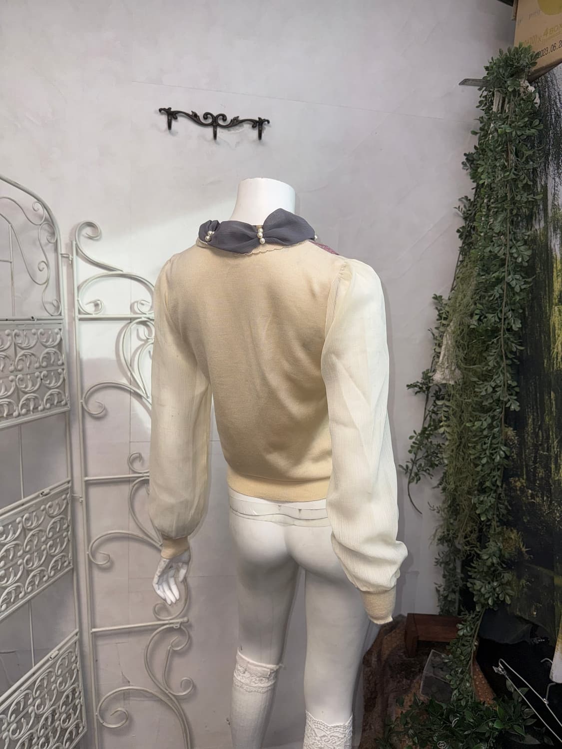 Purple gray lace pearl chiffon knit 상품이미지4