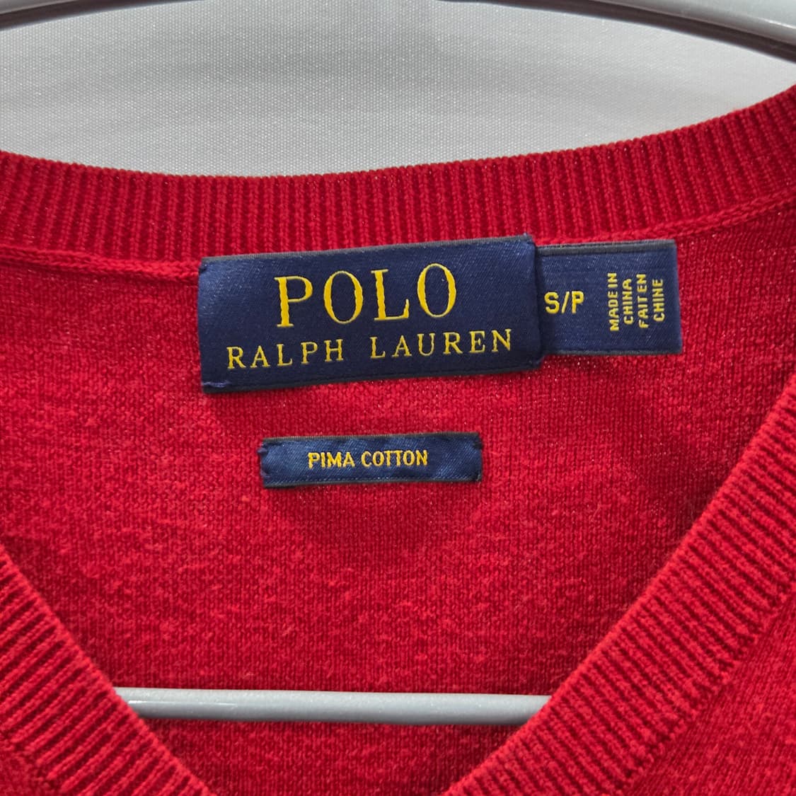 폴로랄프로렌 피마코튼 브이넥 니트 레드 S 상품이미지3