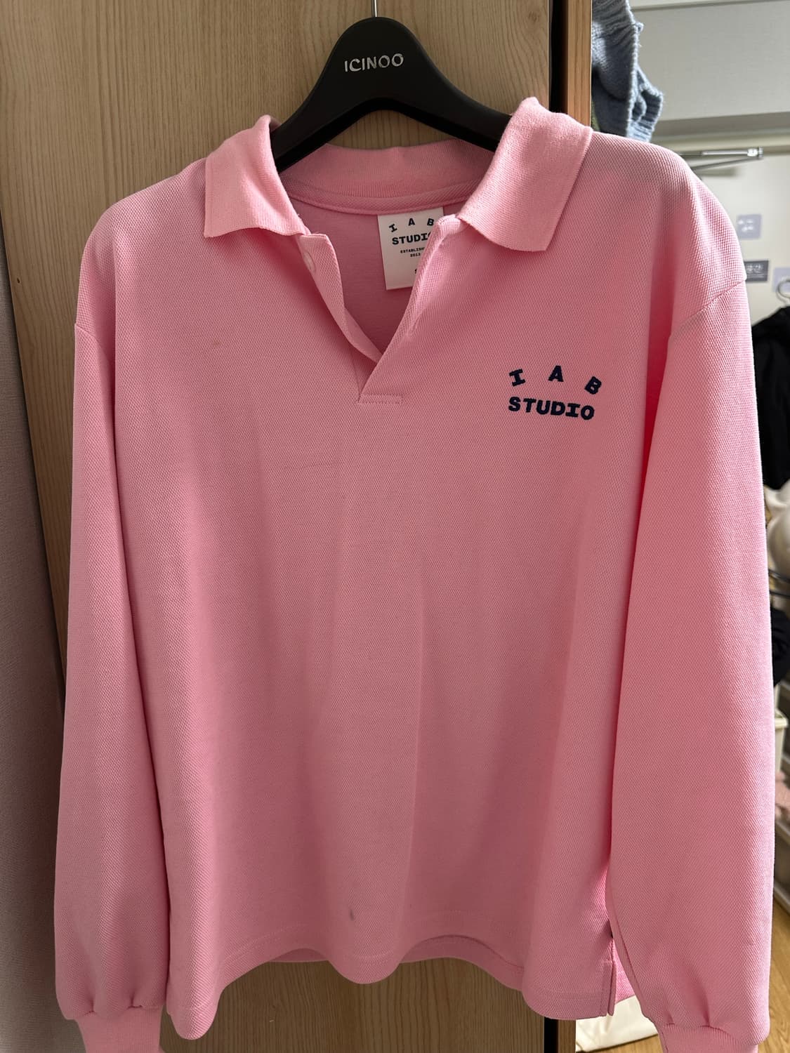 아이앱 스튜디오 피케 롱슬리브 핑크 S 상품이미지1