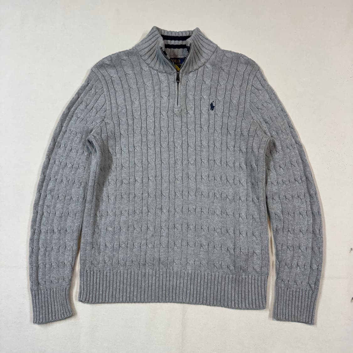 여M) 폴로 랄프로렌 케이블 니트 반집업 풀오버 그레이 상품이미지1