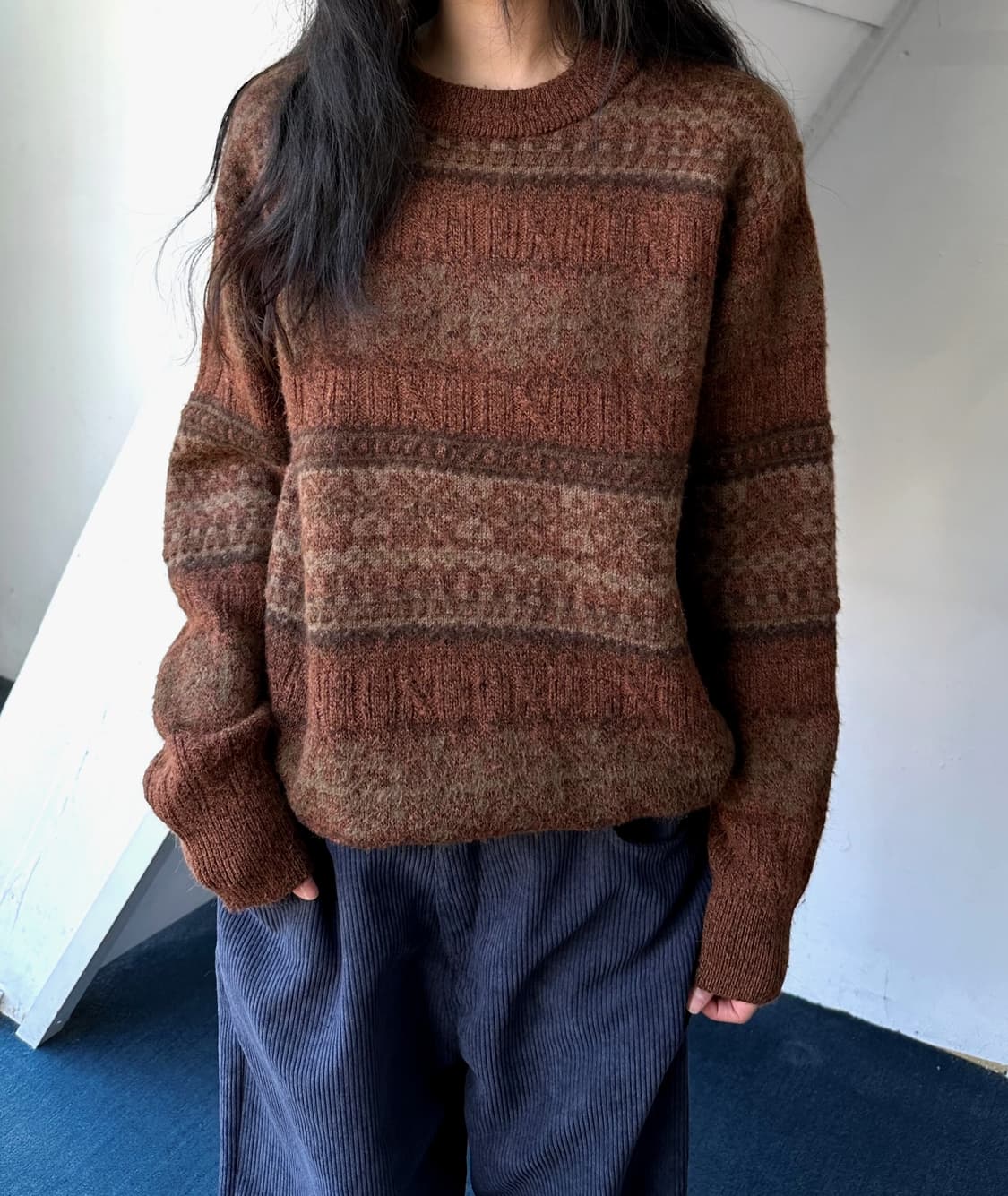 Alpaca wool blend pattern knit P/O 상품이미지8