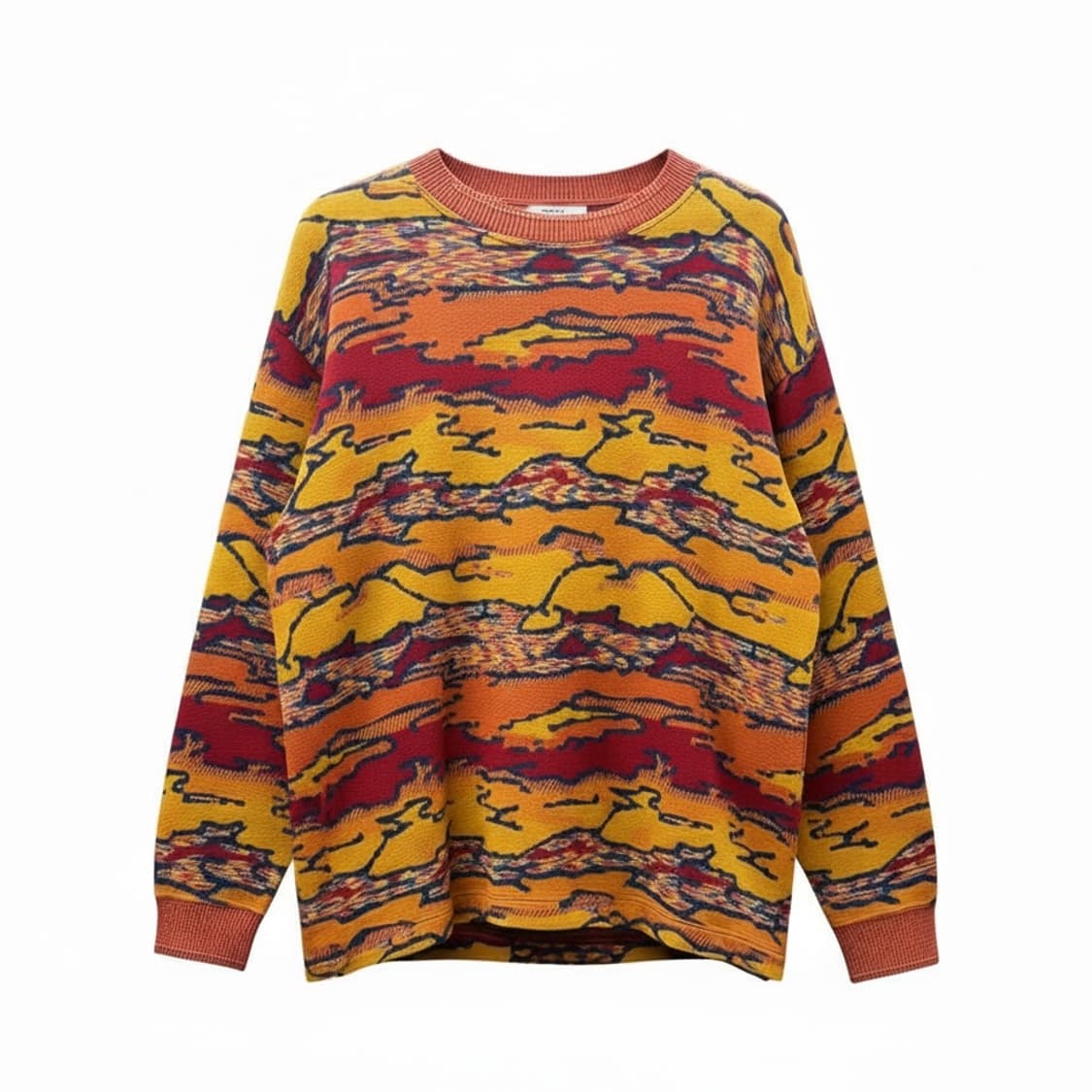 미쏘니 자카드 코튼니트 트와일라잇 모티브 패턴 디테일 레드 상품이미지1