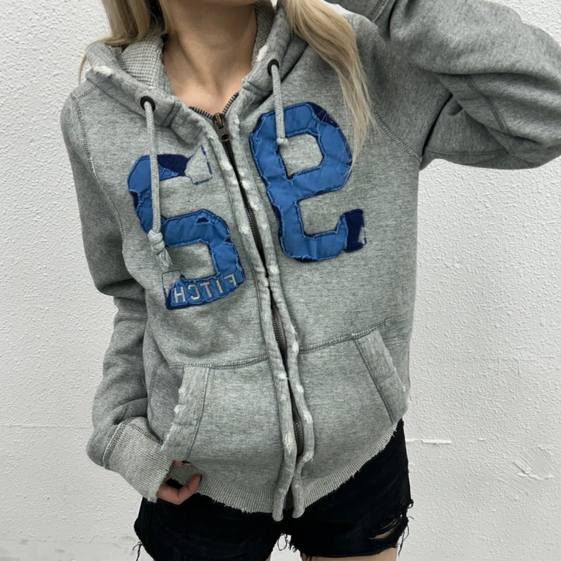 아베크롬비 센터로고 빈티지 그레이 후드집업 M 상품이미지1