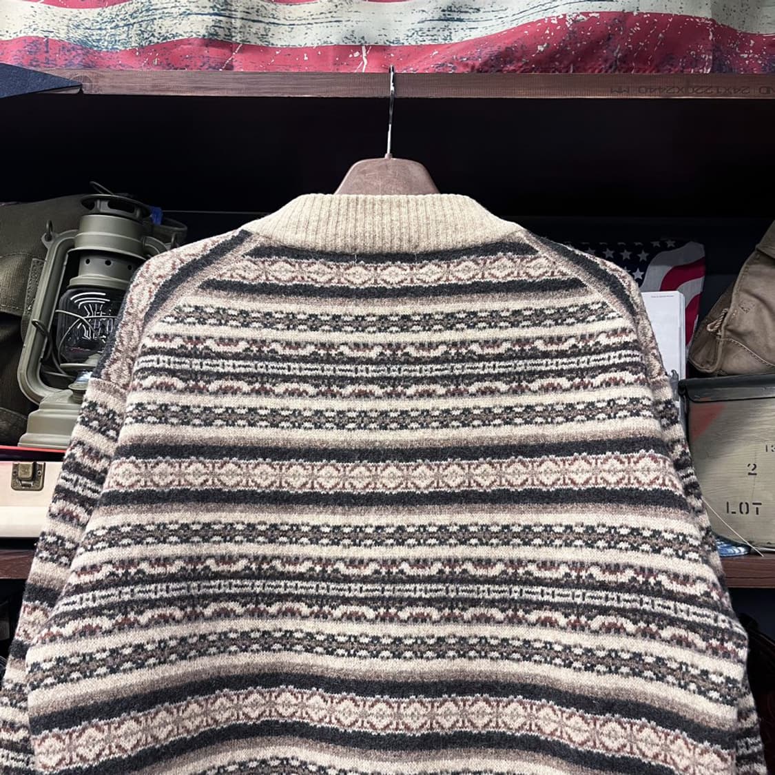 90s JPN 네이티브 패턴 버튼 풀오버 반집업 울 니트 아즈텍 N425 상품이미지4