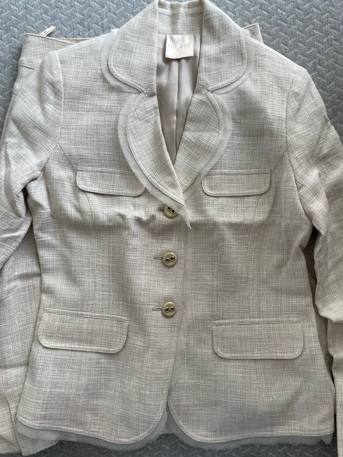 빈티지 아이보리 트위드 정장 세트 상품이미지2
