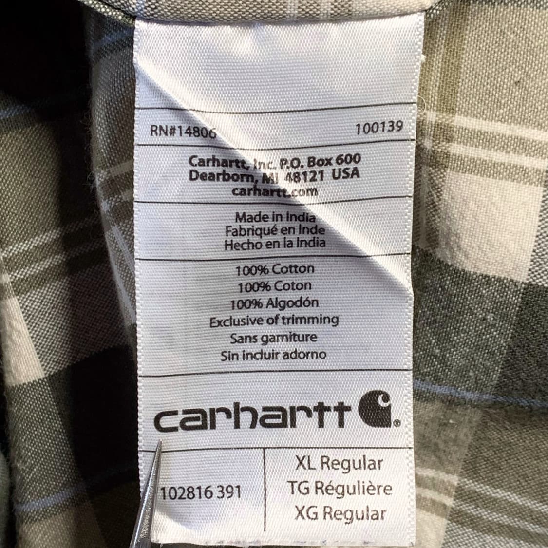 [XL] 칼하트 릴렉스드핏 타탄체크 워크셔츠 상품이미지5