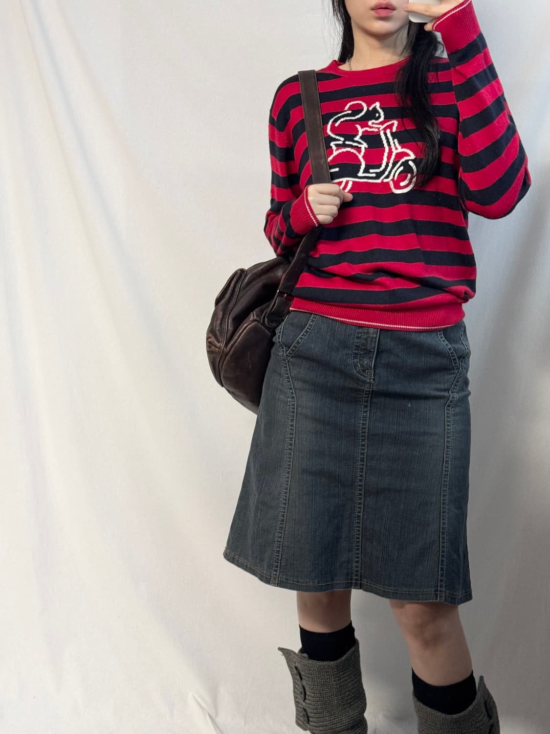 캘러웨이 다람쥐 스트라이프 패턴 울 블렌디드 니트 상품이미지6