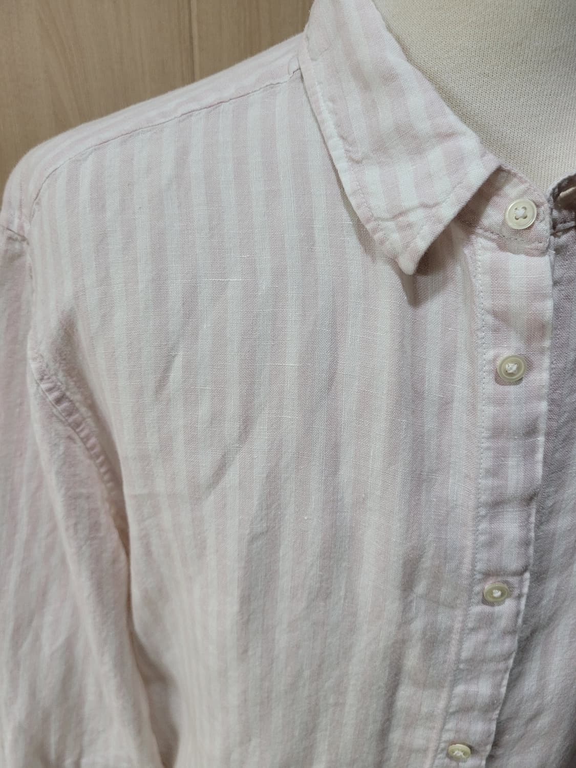 에잇세컨즈 8seconds 남자 린넨 스트라이프 셔츠 110 핑크 상품이미지3