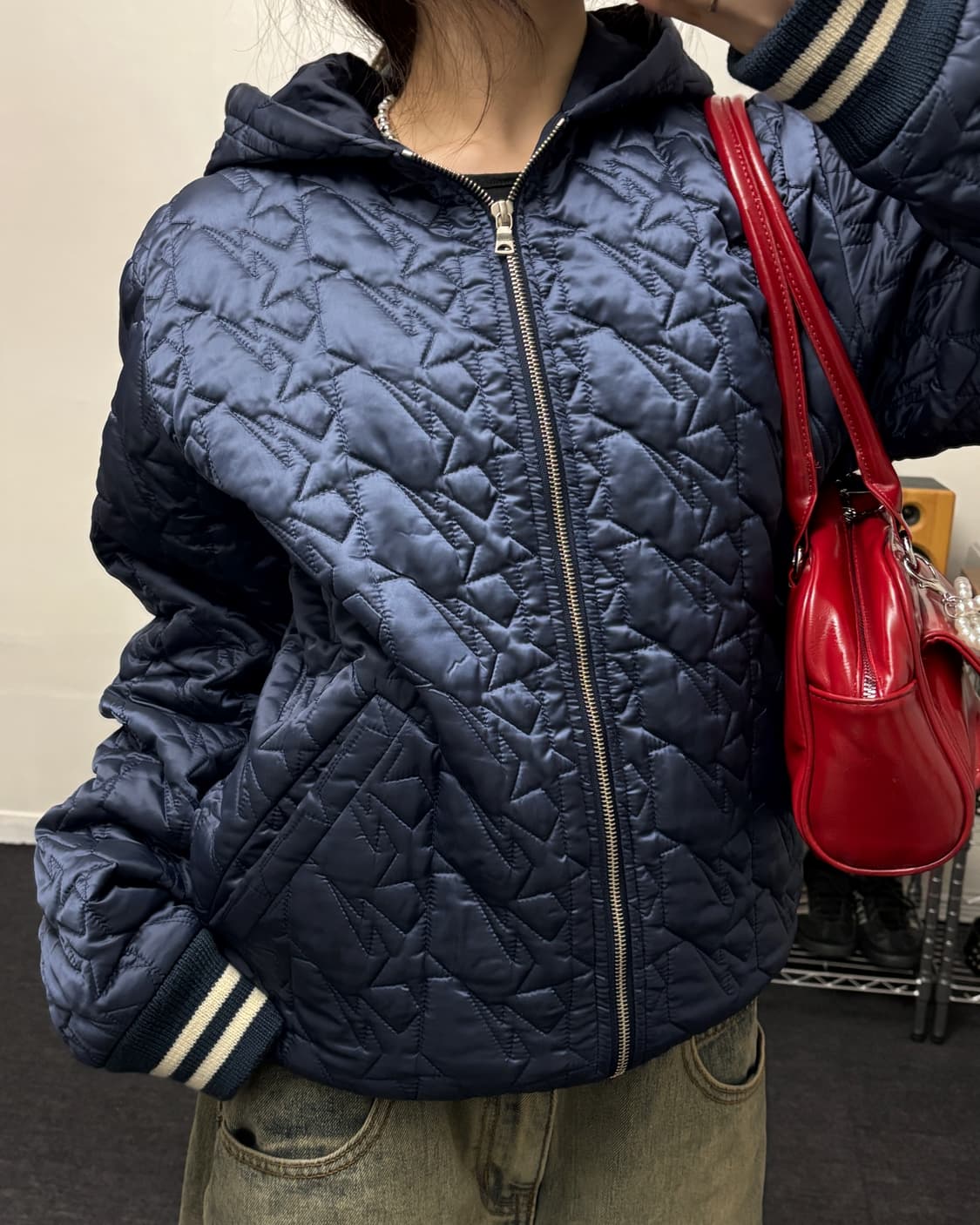 베이프 스타 00s 퀼팅 패딩 네이비 상품이미지1