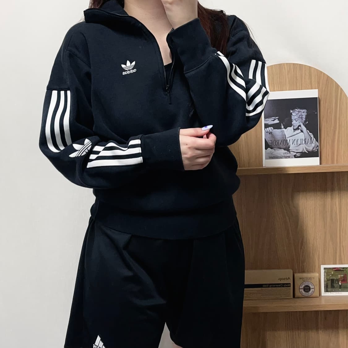 [정품] 아디다스 블랙 트레포일 하프집업 [ US XS ] 상품이미지3