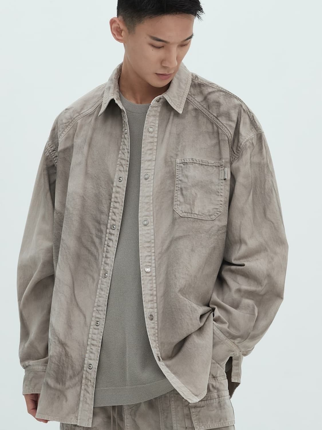 [46] 준지 25fW 페인티드 데님 셔츠 베이지 상품이미지1