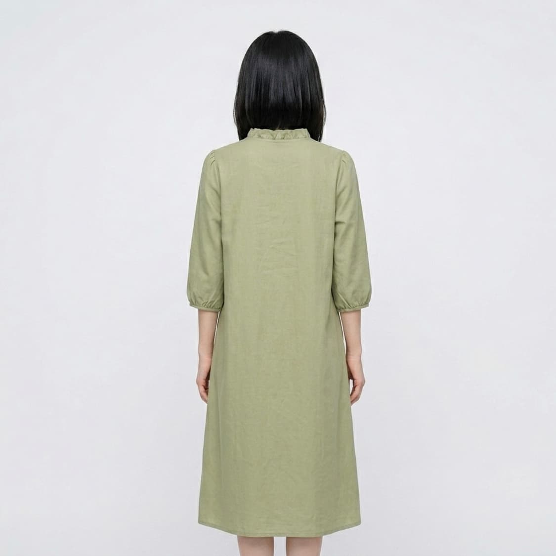 [새상품] 프릴넥 연카키 6부 원피스 상품이미지2