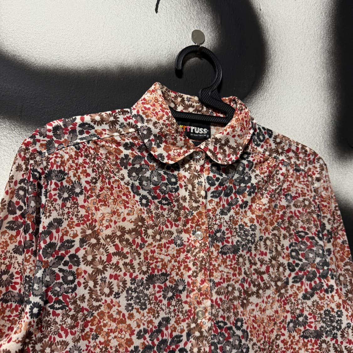 VTG 빈티지 오리엔탈 플라워 자카드 풀 패턴 코튼 긴팔 셔츠 상품이미지3