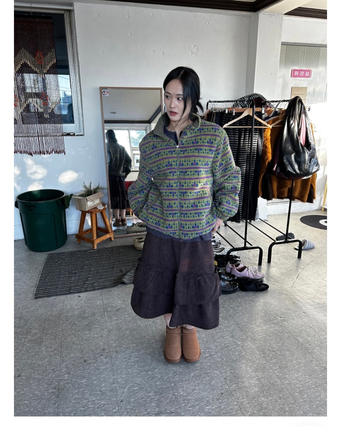 가든페이지 빈티지 패턴 플리스 집업 자켓 mist bloom fleece 상품이미지9