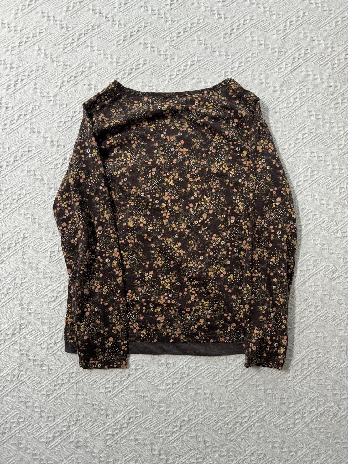 플라워 패턴 버튼 넥 레이어드 롱 슬리브 티 상품이미지5