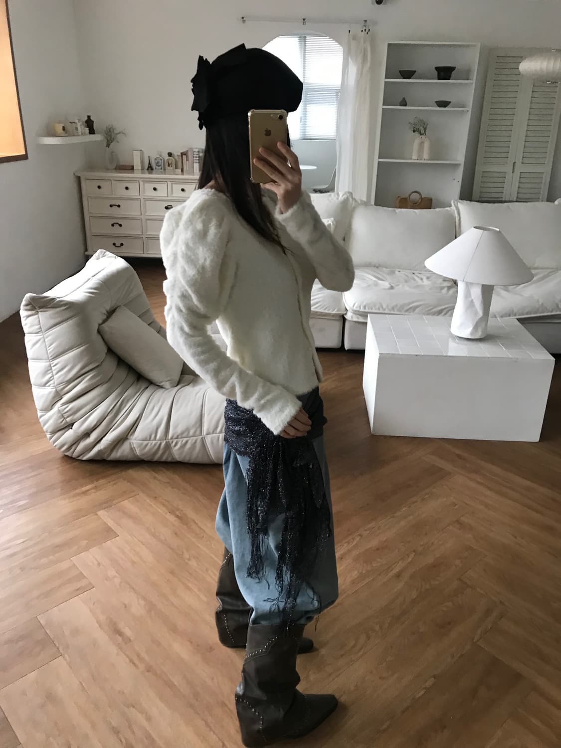 vintage ivory puff cardigan 상품이미지5