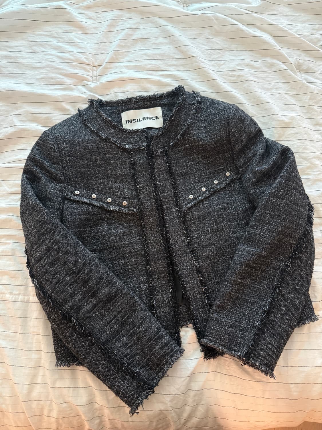 인사일런스 빈티지 스터드 트위드 자켓 차콜 (W) 상품이미지2