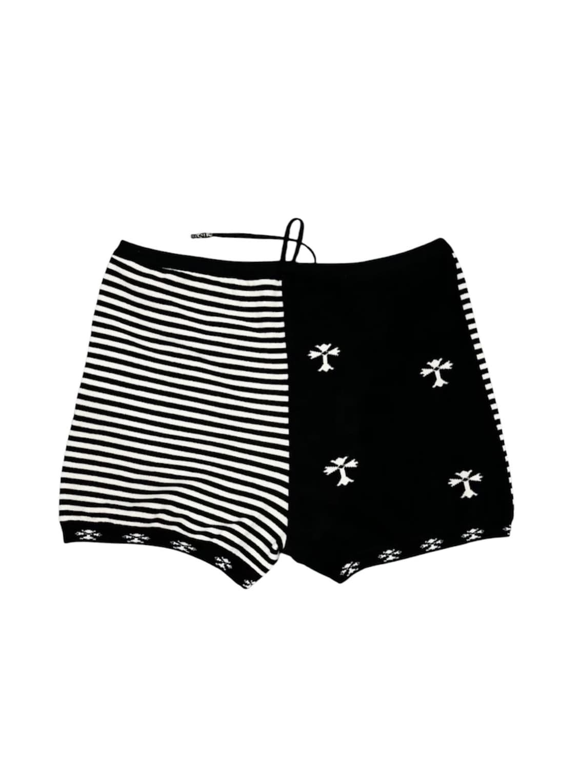 [S] 크롬하츠 모노크롬 스트라이프 실버 벨 니트 쇼츠 팬츠 상품이미지2