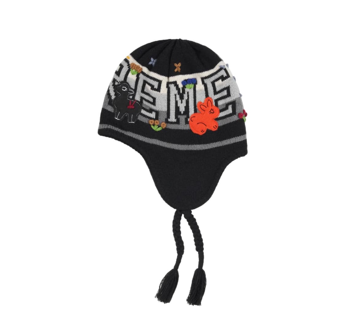 슈프림 펠트 아플리케 이어플랩 비니 블랙 상품이미지2