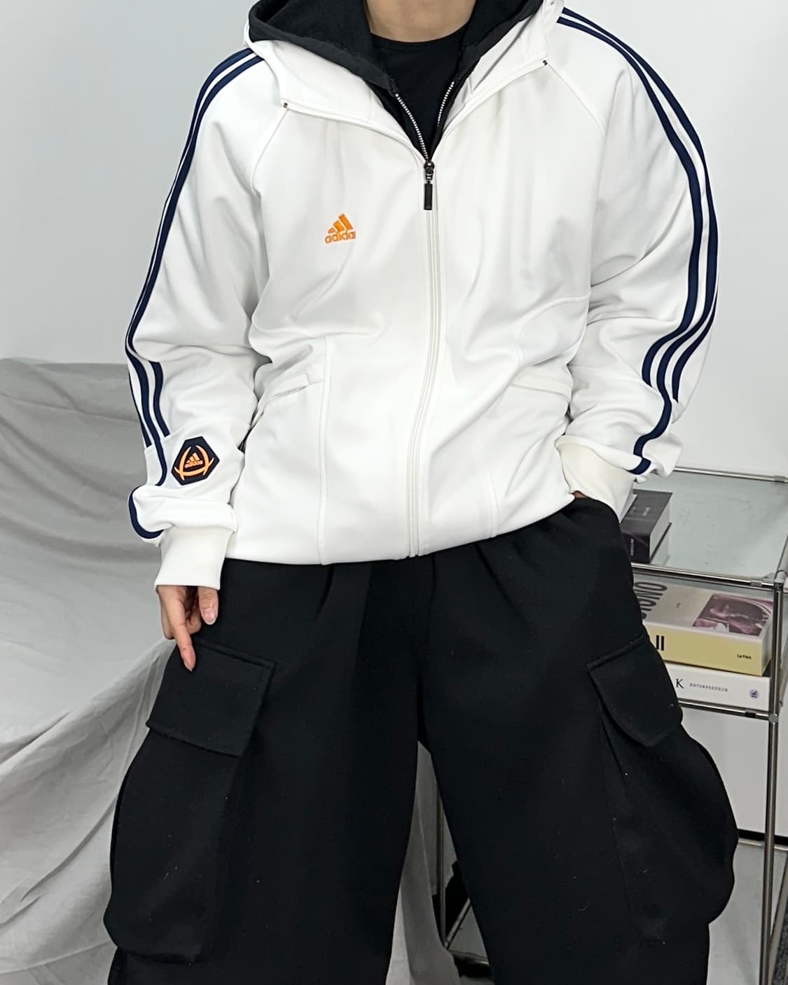 아디다스 풋볼 화이트 후드 트랙탑 져지 110 상품이미지2